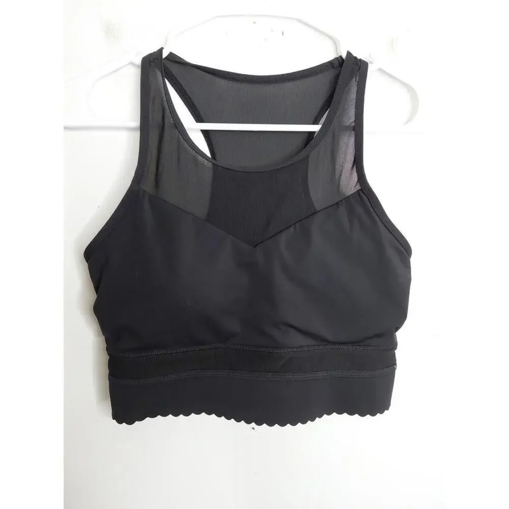 Zyia Bra Womens Small High Neck Padded Mesh Black Workout Yoga Running
